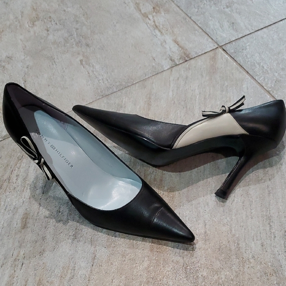 Tommy Hilfiger Black and White Women's Heels - Picture 1 of 13